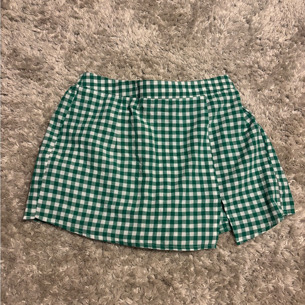 Green and White Checkered Skort